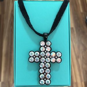Rhinestone Black Cross Necklace